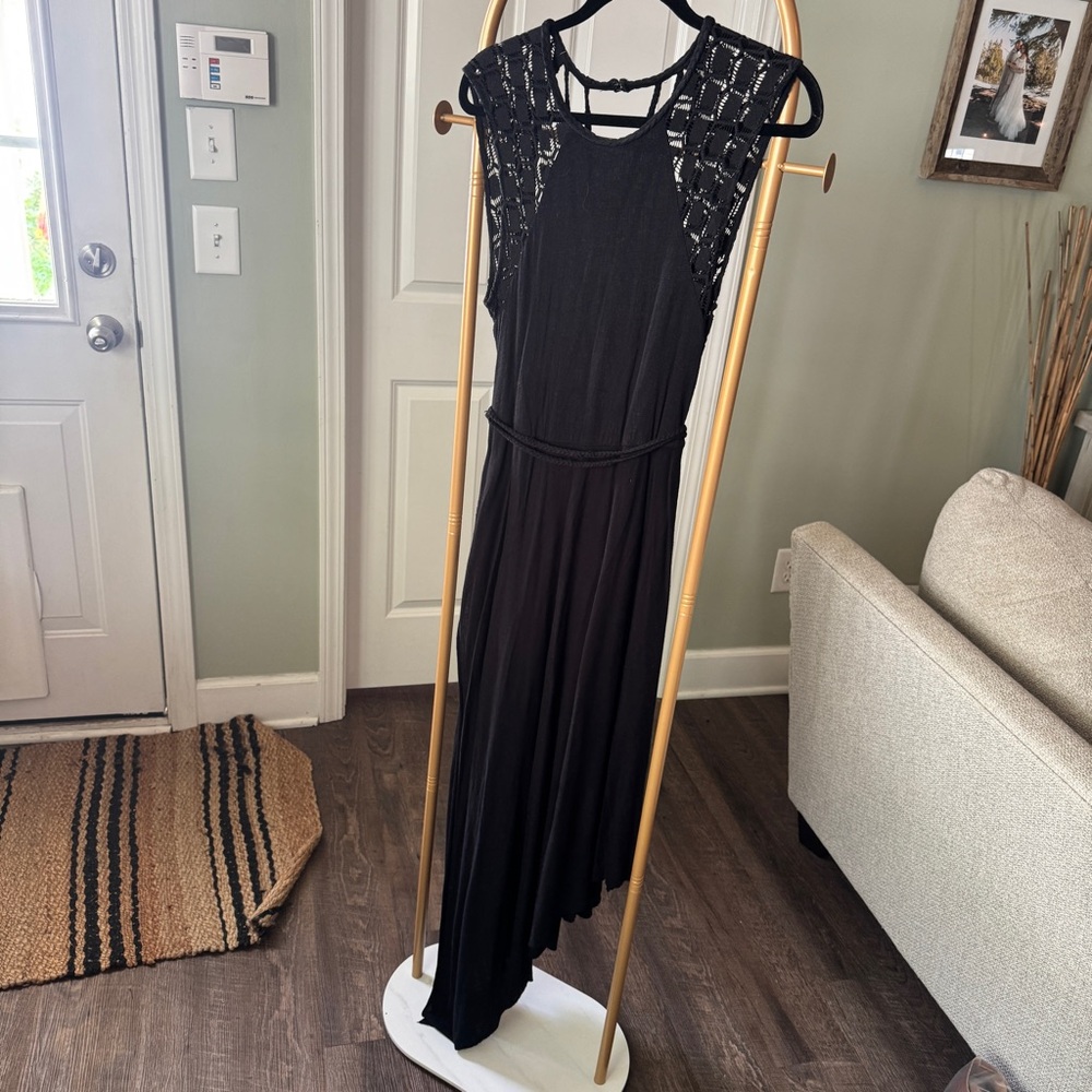 Free People Black, Open Back, Asymmetrical Dress